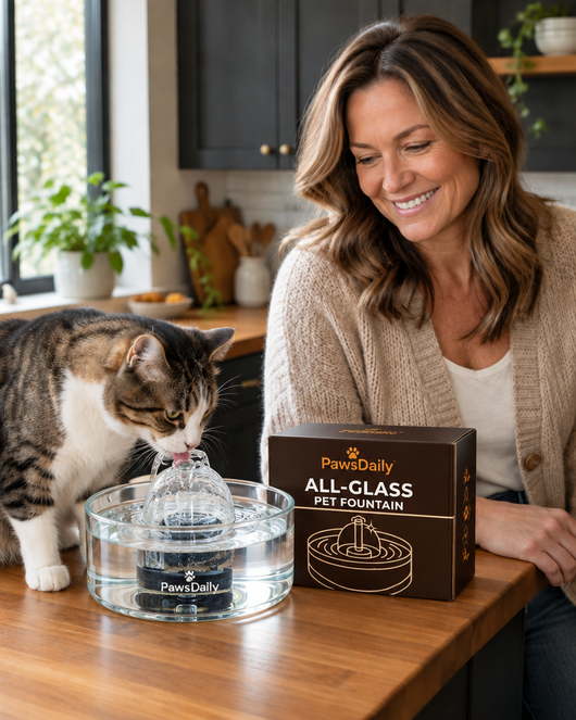 PawsDaily All-Glass Cat Water Fountain