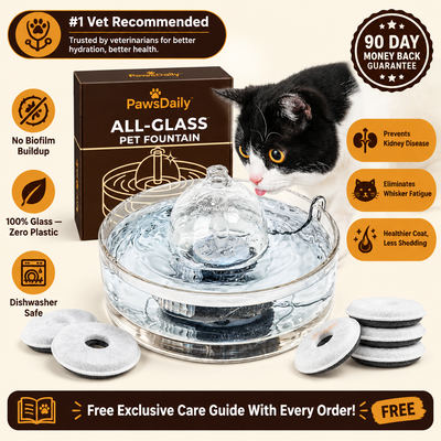 PawsDaily All-Glass Cat Water Fountain