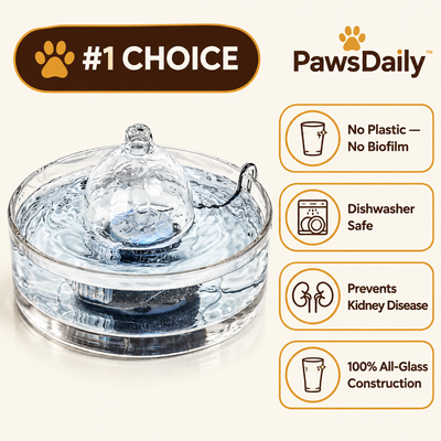 PawsDaily All-Glass Cat Water Fountain