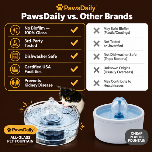 PawsDaily All-Glass Cat Water Fountain